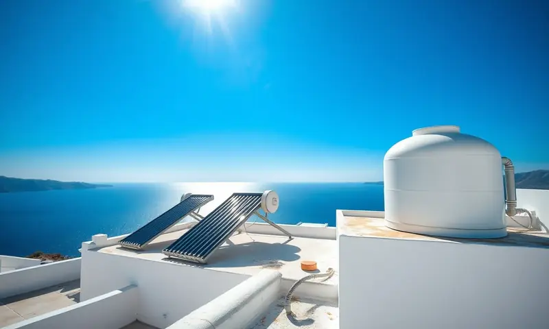 Çatıya kurulu güneş enerjisi sıcak su kolektörleri